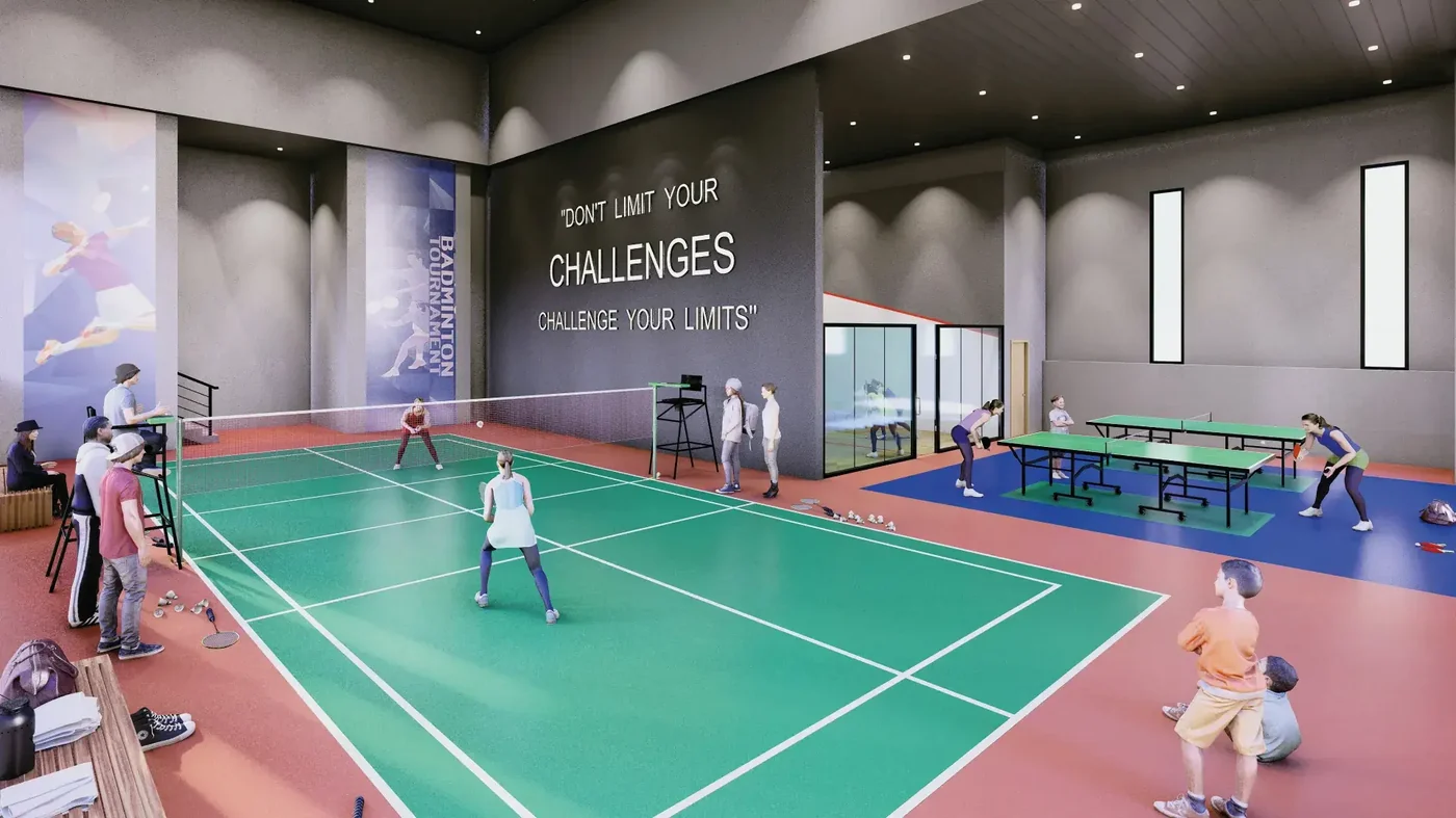 Covered badminton and table tennis courts at The Atas
