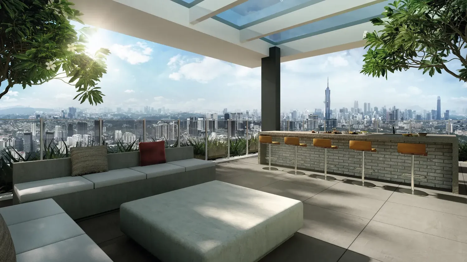 Sky lounge and bar at The Atas overlooking Kuala Lumpur