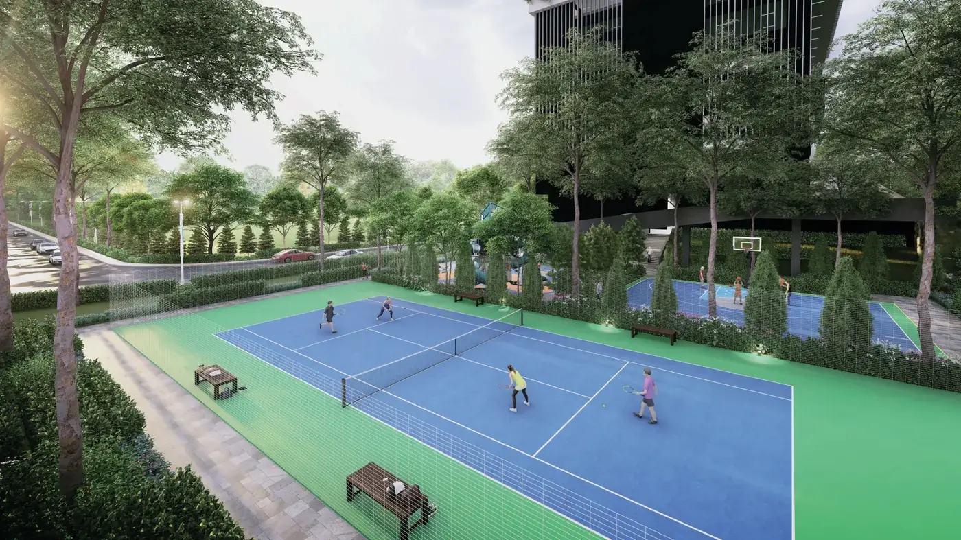 Outdoor tennis court at The Atas